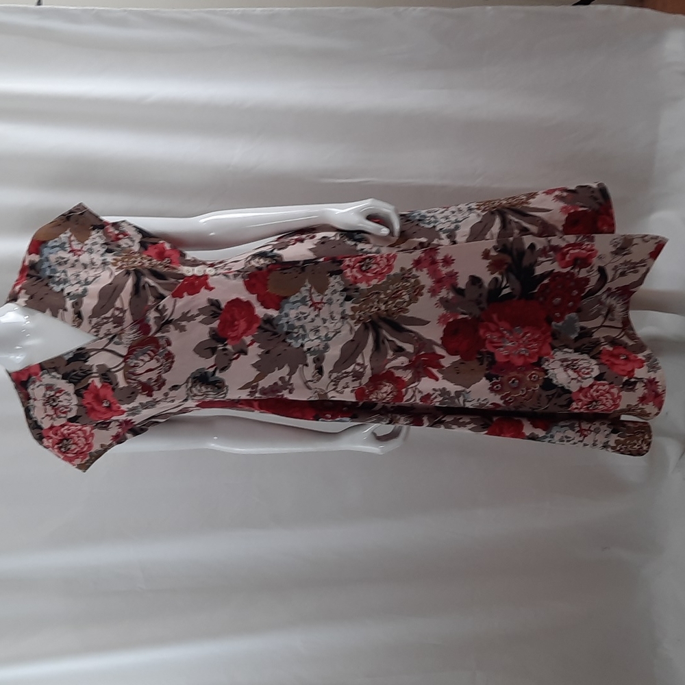 J. Peterman Floral Silk Linen Dress